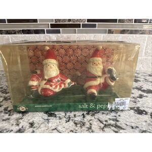 Boston Warehouse Christmas Santa Salt & Pepper Shakers Peppermint Parade NIB